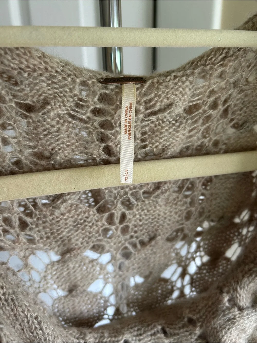Free People Women’s taupe Openwork Cowl Neck Sweater. Small. Great condition.